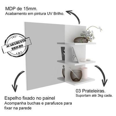 Espelheira Para Banheiro Bn3608 Branco Tecno Mobili Branco