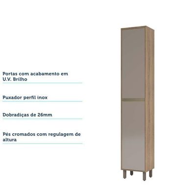 Paneleiro 40 Cm 2 Portas De Abrir Mel Vanilla C/Graff