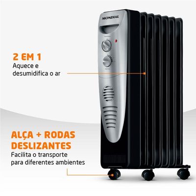 Aquecedor A óleo Mondial A-06 -220v-preto/prata 220