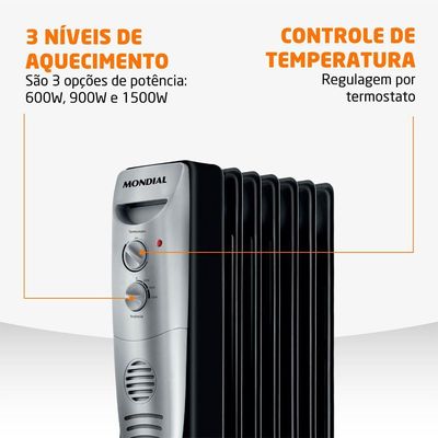 Aquecedor A óleo Mondial A-06 -220v-preto/prata 220