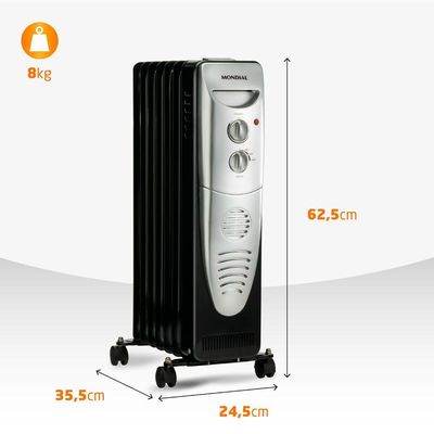 Aquecedor A óleo Mondial A-06 -220v-preto/prata 220