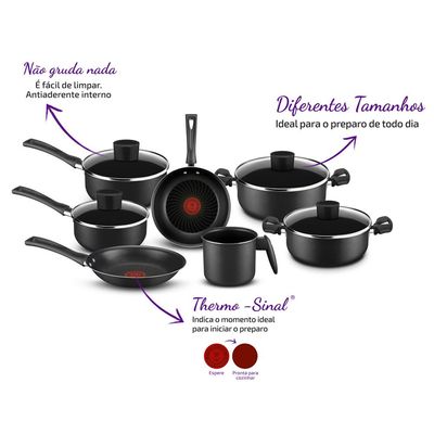 Conjunto 7 Peças Antiaderente Rochedo Pratic Cinza