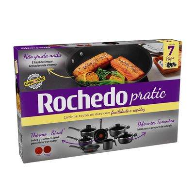 Conjunto 7 Peças Antiaderente Rochedo Pratic Cinza