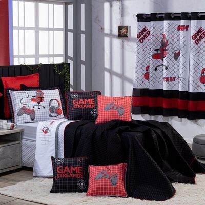 Kit Cobre Leito Game Streamer VermelhoCasal Padrão 07 Peças