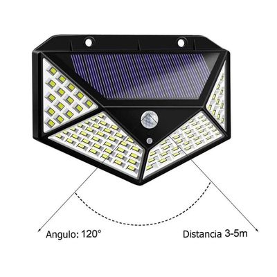 Luminaria Solar 100 Leds Sensor Movimento 3 Funçoes 2 Uni