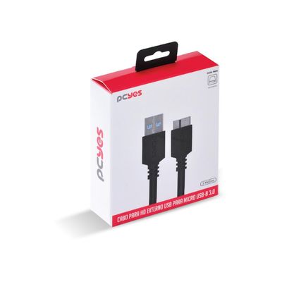 Cabo para HD Externo USB a 3.0 Macho para Micro USB B 3.0 (10 Pinos) MA0CHO 28AWG Puro Cobre 3 Metro