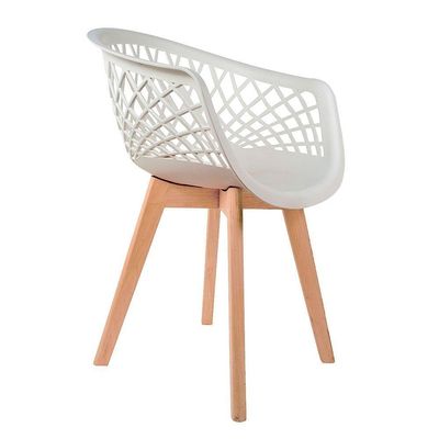 4 Cadeiras Com Encosto Base Madeira Wood Branca