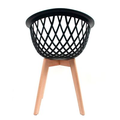 4 Cadeiras Com Encosto para Cozinha Base Madeira Wood Preta