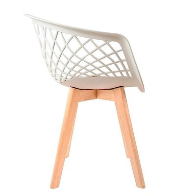 4 Cadeiras Com Encosto Base Madeira Wood Branca