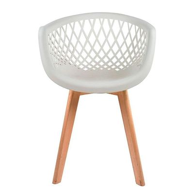 4 Cadeiras Com Encosto Base Madeira Wood Branca
