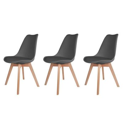 Kit 3 Cadeiras Para Mesa De Jantar Saarinen Design Cinza