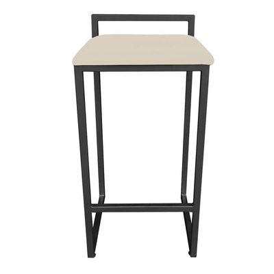Banqueta Alta Lavínia Suede Bege Base Preto
