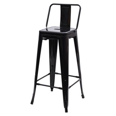 Kit 2 Banquetas Altas Com Encosto Tolix Iron Preto Preto