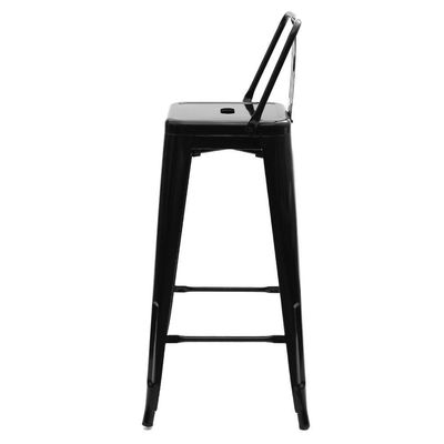 Kit 2 Banquetas Altas Com Encosto Tolix Iron Preto Preto