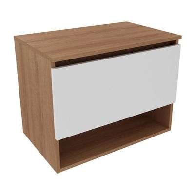 Gabinete Banheiro 1 Porta 60Cm Cr10086 Amêndoa/Branco