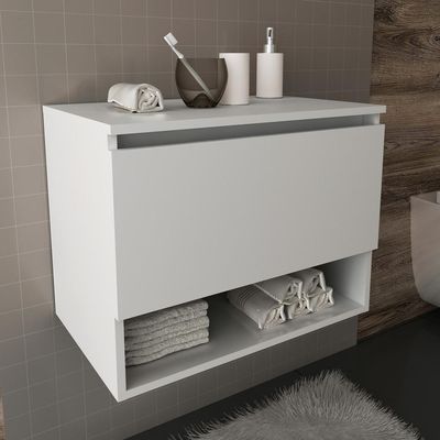 Gabinete Banheiro 1 Porta 60Cm Suspenso Cr10086 Branco