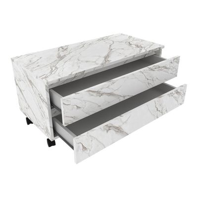 Gabinete Banheiro 2 Gavetas 80Cm Mármore Branco