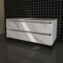 Gabinete Banheiro 2 Gavetas 80Cm Mármore Branco