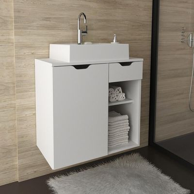 Gabinete Banheiro 1 Porta 1 Gaveta 60Cm Cr10085 Branco