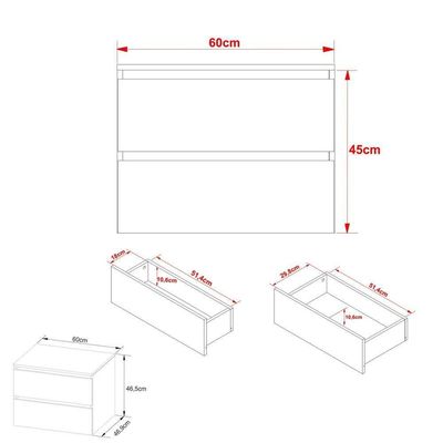 Gabinete Banheiro 2 Gavetas 60Cm Cr10087 Mármore Branco