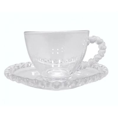 Xícara de Café com Pires Cristal Coração 80 ml - Lyor