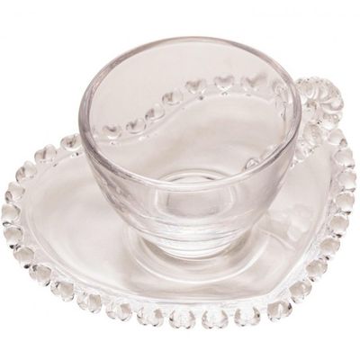 Xícara de Café com Pires Cristal Coração 80 ml - Lyor