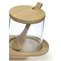 Porta Temperos 3 Potes Com Tampa e Suporte em Bambu - Mimo