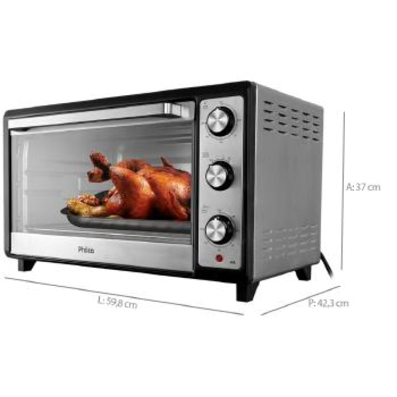 Forno 60L Philco Eletrico Dourador  - 56101063 PRATA-PRETO 110 VOLTS