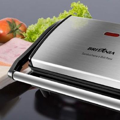 Grill Sanduicheira PRESS INOX Britania PRETO/INOX110 VOLTS