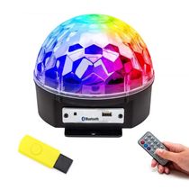 Globo Colorido Strobo Rgb Iluminação Dj Bluetooh Mp3 Festa