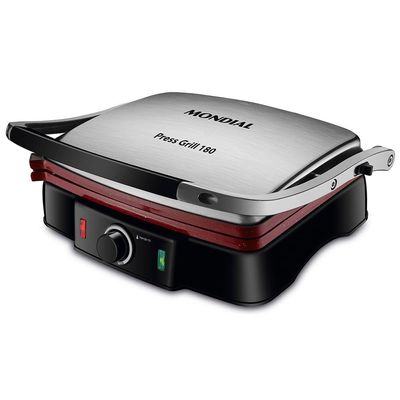 Press Grill Mondial Red Ceramic Pg-02 Press Grill-127v-preto/inox 110V