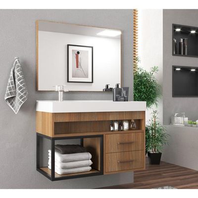 Gabinete Com Cuba 80Cm Multimóveis Cr10071 Noce