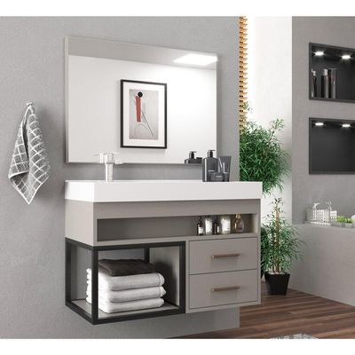 Gabinete Com Cuba 80Cm Multimóveis Cr10071 Cimento