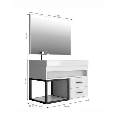 Gabinete Com Cuba 80Cm Multimóveis Cr10071 Carbono