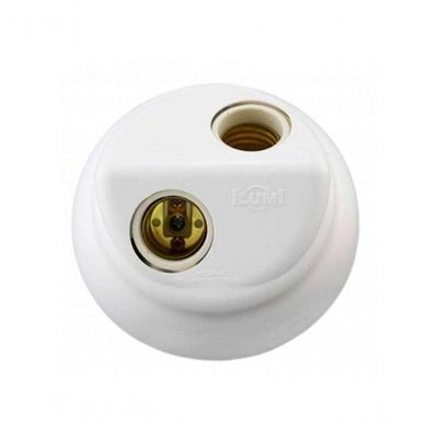 Plafon Ilumi Branco Borne Porc 100W 2 Lamp 18092