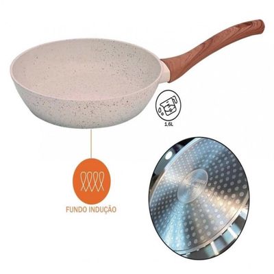Frigideira Antiaderente Cerâmica Fundo Triplo Indução 24cm