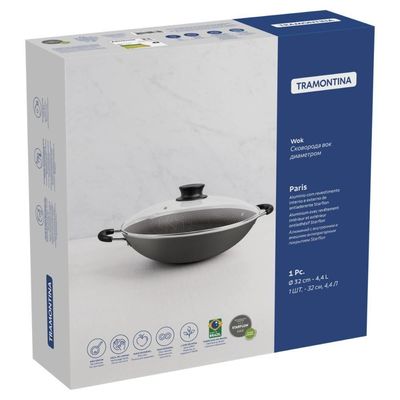 Wok Tramontina Paris Antiaderente Starflon Max Chumbo