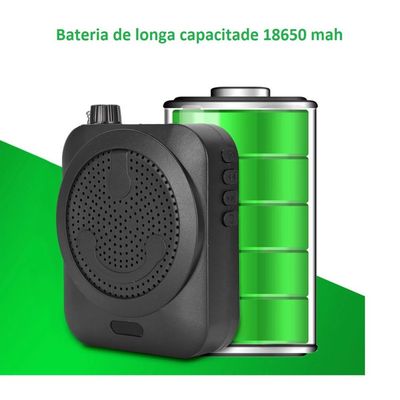 Amplificador de Voz Megafone com Microfone e Rádio FM para Professores K8 Preto