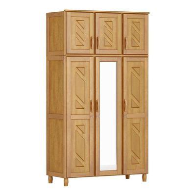 Guarda-roupa 6 Portas Espelho Cama Cômoda Madeira Mel