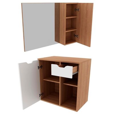 Conjunto Para Banheiro Com Cuba E Espelho Bn2 Amendoa Branco