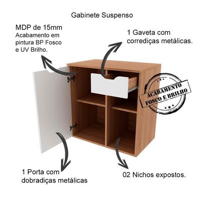 Conjunto Para Banheiro Com Cuba E Espelho Bn2 Amendoa Branco