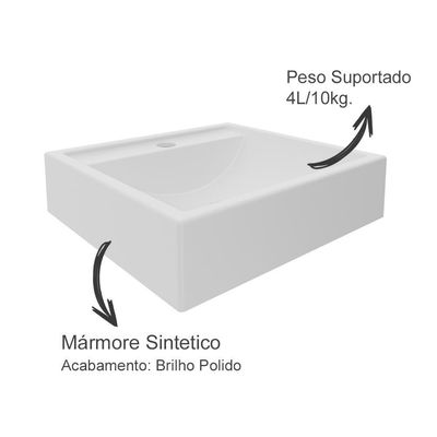 Conjunto Para Banheiro Com Cuba E Espelho Marmore Branco