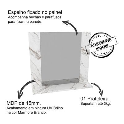 Conjunto Para Banheiro Com Cuba E Espelho Marmore Branco