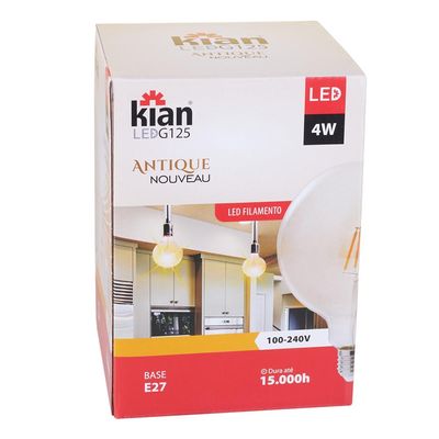 Lâmpada Led Filamentada G125 4W Kian Amarela Bivolt