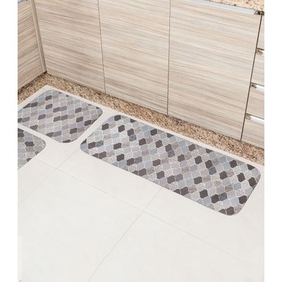 Tapete Cozinha Base Antiderrapante Tapetes Junior Cinza UN / Cinza