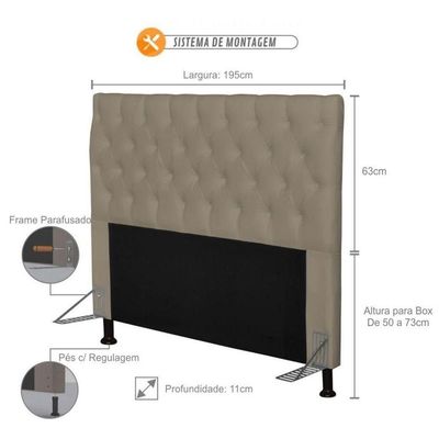 Cabeceira Cama Box Casal 195cm Cristal Corino Areia