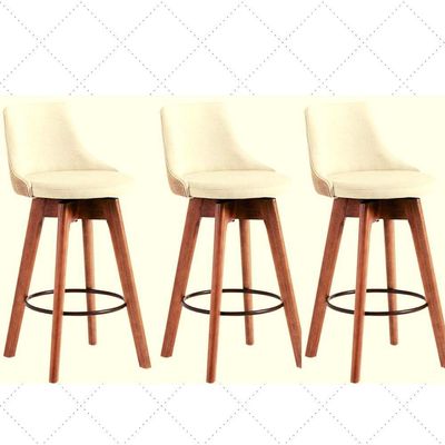 Kit 3 Banquetas Gourmet Para Cozinha Ou Bancada Bege Claro