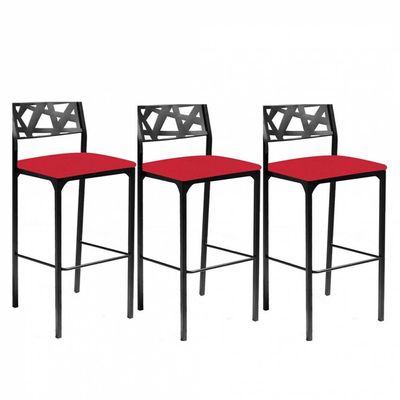 Kit 3 Banquetas Luiza Corino Vermelho gat Magazine
