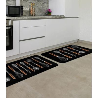 Jogo De Tapetes Para Cozinha Wevans Preto UN