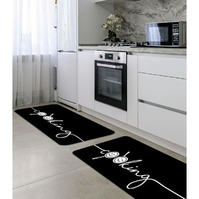 Jogo De Tapetes Para Cozinha Wevans Preto UN